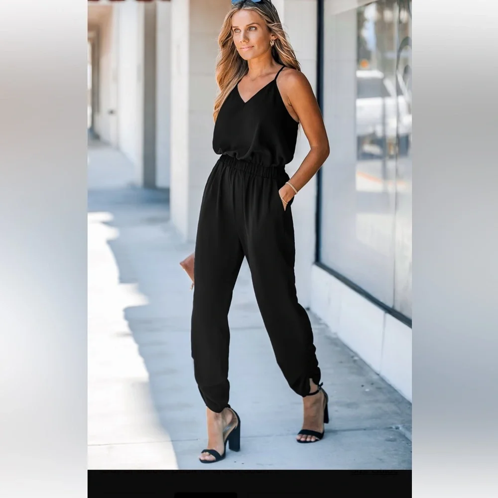 #7 Large Cupshe Elegant Black Sleeveless Jumpsuit - Picture 3 of 8